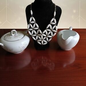 White Beaded Statement Necklace